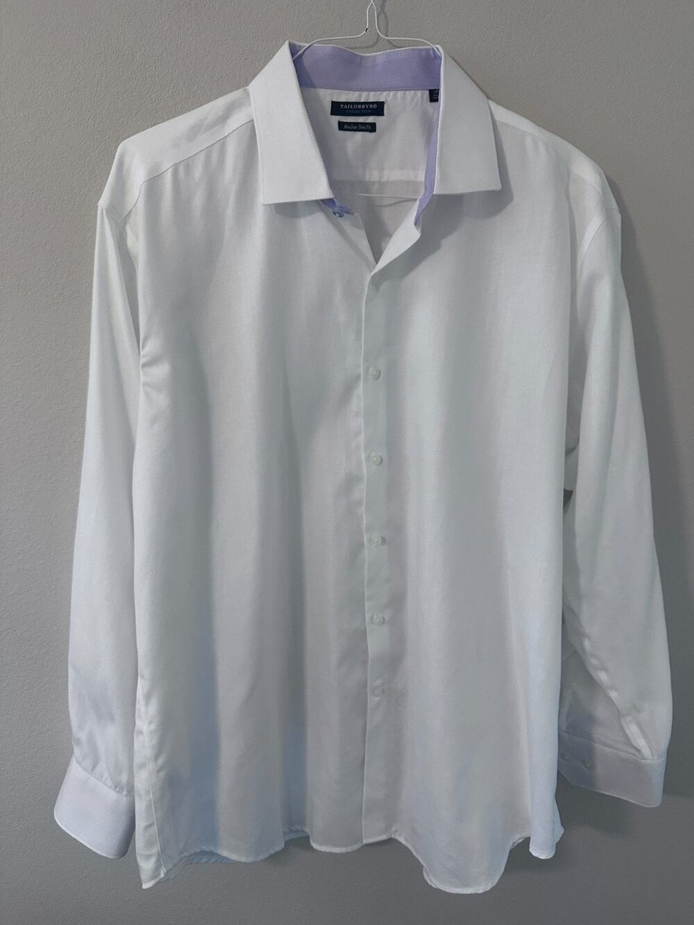 Tailorbyrd Shirt Mens 18 34/35 Trim Fit Dress Button Up White Long Sleeve